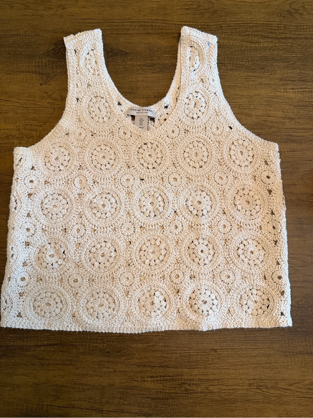 Martha Stewart Crochet Tank Top - Ivory/Cream
